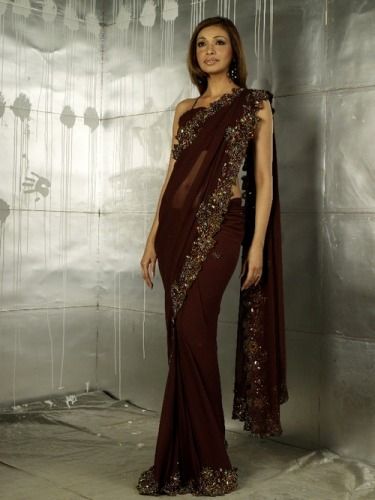 Top 9 Amazing Brown Sarees With Pictures Brown Saree Look, Dark Brown Saree, Brown Saree, Sarees Design, Velvet Saree, Crepe Saree, Simple Sarees, Lighter Skin, Net Saree