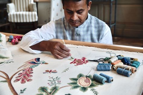 Throughout the London Craft Week, Chelsea Textiles played host to mesmerising live demonstrations of hand-embroidery led by one of the company’s master embroiderers. The public enjoyed daily presentations of this timeless artform, exploring both the wonderful embroideries on show and the various techniques used to create them. Chelsea Textiles would like to thank Abu Bakkar for journeying to London to demonsrate his wonderful artisanal skills. #chelseatextiles #chelseatextileshandembroider... Chelsea Textiles, Awesome Houses, The London, The Public, Hand Embroidered, Hand Embroidery, Home Goods, Chelsea, Presentation