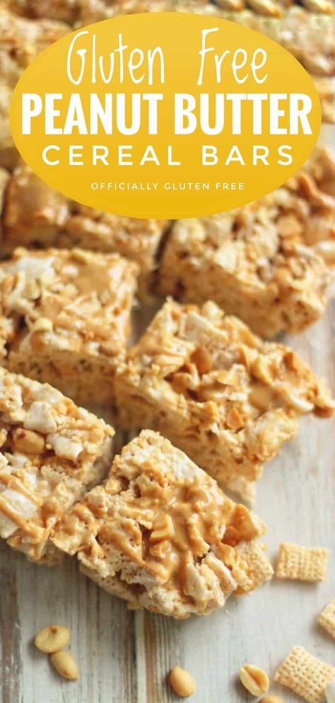 Chex Cereal Recipes Healthy, Chex Mix Cereal Bars, Chex Cereal Bars Marshmallows, Chex Bars Recipes, Peanut Butter Chex Bars, Recipes Using Chex Cereal, Recipes With Chex Cereal, Gluten Free Chex Recipes, Gluten Free Cereal Bars