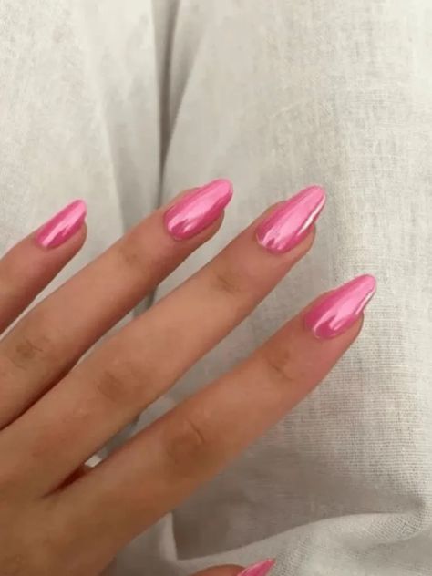 8 Pink Barbie Inspired Nails to Try This Summer - Barbie Inspired Nails, Bubblegum Pink Nails, The New Barbie Movie, Barbie Nail, Pink Flower Nails, Barbie Pink Nails, Pink French Manicure, Engagement Nails, Barbie Nails