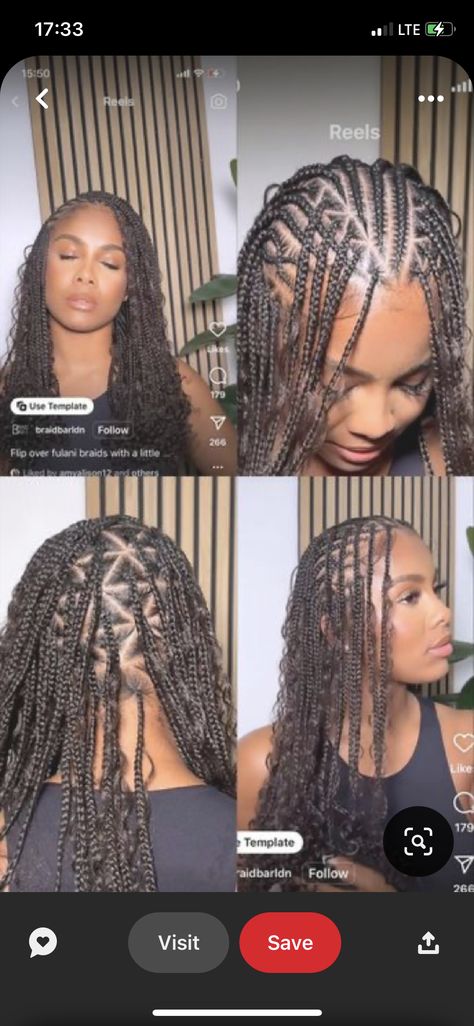 New Trendy Braids For Black Women, Geometric Knotless Braids, Braided Cornrow Hairstyles Half Up Half Down, Knotless Braids Inspiration, Feed Ins With Knotless Braids In The Back, Vacay Braids For Black Women, Fulani Braids Inspiration, Funali Braids With Beads, Cornrow Braid Hairstyles For Black Women