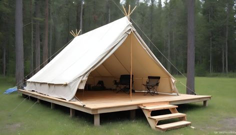 Wall Tent Platform: 7 Steps for Building a Beautiful Wall Tent Deck Wall Tent Interior, Diy Tent Platform, Glamping Tent Diy, Platform For Tent, Tent Deck, Tent Platform, Diy Tent, Wall Tent, Framing Construction