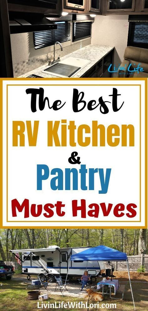 Rv Kitchen Organization Travel Trailers, Rv Set Up, Camping Lists, Rv Must Haves, Rv Glamping, Rv Camping Trips, Van Kitchen, Rv Supplies, Zelt Camping