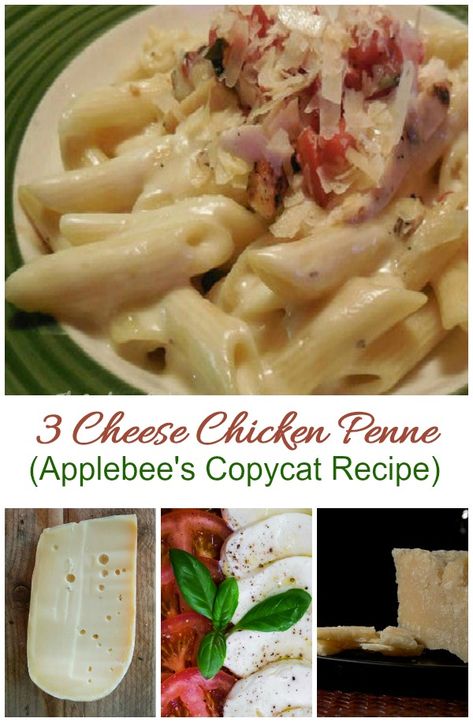 3 Cheese Chicken Penne, Three Cheese Chicken Penne, Chicken Penne Alfredo, Chicken Penne Recipes, Applebees Recipes, Applebees Copycat Recipes, Chicken Penne Pasta, Chicken Broth Recipes, Penne Recipes