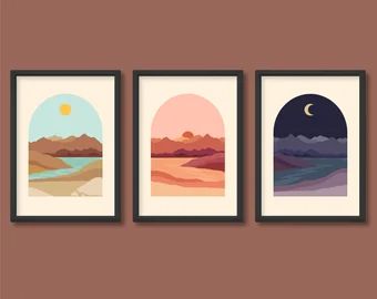 Pastel Scandinavian, Nordic Landscape, Print Instagram, Simple Landscape, Desert Sunrise, Desert Print, Art Pins, Sunrise Art, Boho Painting