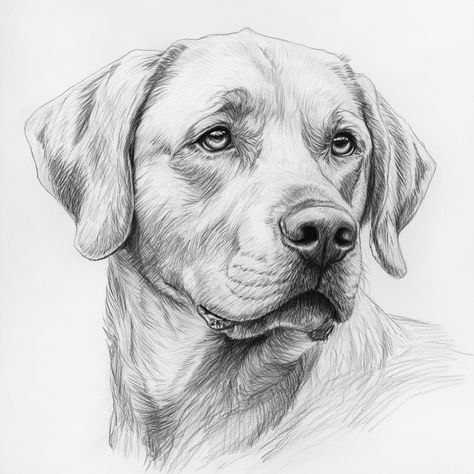 Labrador Pencil Drawing, Dog Sketch Labrador, Dog Pen Drawing, Dog Face Sketch, Dog Drawing Sketches, Hunting Sketch, Labrador Sketch, Realistic Dog Drawing, Lab Drawing