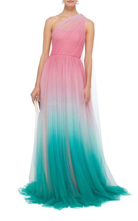 One Shoulder Dress Long, Organza Gown, Swift Aesthetic, Ombre Maxi Dress, Organza Gowns, Ombre Dress, Alex Perry, Dress Tulle, Dress Hairstyles