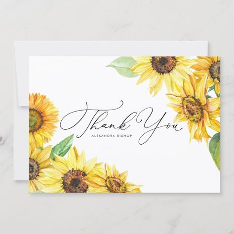 Thank You Cards, Floral Wedding, Watercolor Sunflowers, Rustic Watercolor, Wedding Thank You Cards, Wedding Thank You, Wedding Card, Wedding Cards, Sunflower