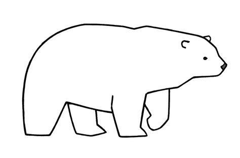 Draw A Polar Bear, Cute Polar Bear Drawing, Bear Drawing Simple, Bears Drawing, Bear Outline, Polar Bear Doodle, Drawing A Polar Bear, Polar Bear Template, Simple Polar Bear Drawing