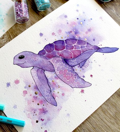 A fine art print of my original watercolor painting of a sea turtle - "Follow your heart".  It's printed on 100% cotton fine art paper which makes it look very close to the original watercolor art. The print is then embellished with metallic paints by hand to add personal touch and shine.  It's a perfect home decor and a suitable gift for wildlife lovers and people who appreciate the ocean and it's inhabitants.  Please note that colors may differ slightly due to differences in screens.  All prin