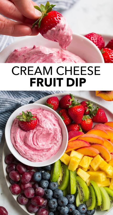 Easy Fruit Dip 2 Ingredients, Pizza Fruit, Easy Fruit Dip, Cream Cheese Fruit Dip, Fruit Dips Recipes, The Cookie Rookie, Dessert Dips, Fruit Dip, Strawberry Cream