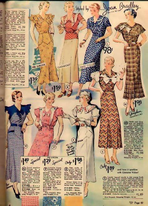 1934 Spring Sears Catalogue! Women's clothing used to be so classy! Couture, 1930 Style, Catalog Fashion, Vintage Fashion 1930s, 1930 Fashion, 1930's Fashion, Sears Catalog, 30s Fashion, Evolution Of Fashion