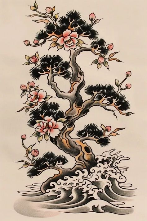 Tattoo idea: tattoo sketch Whispering willow tree. 1 Neotraditional Tree Tattoo, Japanese Bonsai Tree Tattoo, Cypress Tree Tattoo, Japanese Tree Tattoo, Bonsai Tree Tattoo, Willow Tree Tattoo, Weeping Willow Tattoo, Bonsai Tattoo, Bonsai Tree Tattoos