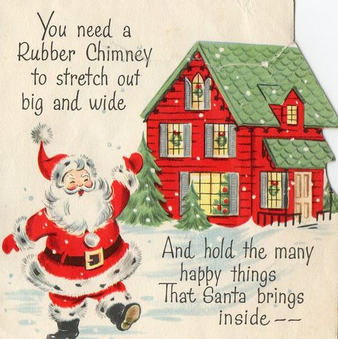 Santa Chimney, Funny Merry Christmas, Santa Faces, Christmas Kitsch, Merry Christmas Greeting Card, Photo Christmas Cards, Vintage Christmas Greeting Cards, Vintage Christmas Images, Christmas Journal