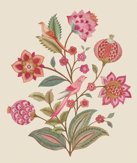 Motif Vector, Mughal Art Paintings, Botanical Flower Art, Folk Art Flowers, One Flower, Mughal Art, Textile Prints Design, Floral Pattern Design, Digital Borders Design