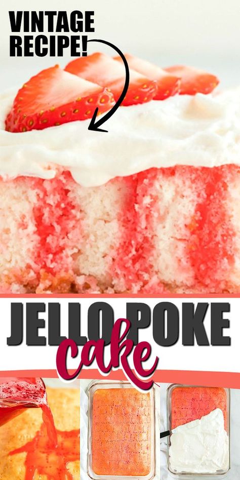 Easy Jello Cake, Pie, Jello Poke Cake Recipe Cool Whip, Jello Cakes Poke, New Years Poke Cake, Keto Jello Cake, Poke And Pour Jello Cake, Jello Poke Cake With Pudding Frosting, Cake With Jello In It