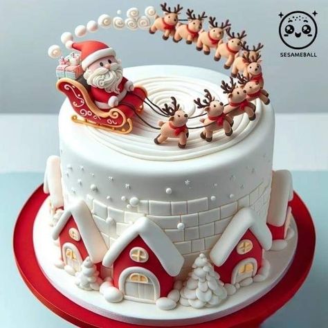 Christmassy Cake Ideas, Christmas Cake Designs Awesome, Elegant Christmas Cake Designs, Santa Cake Ideas, Christmas Cake 2022, Holiday Cakes Christmas, Christmas Cake Designs 2022, Christmas Birthday Cake, Christmas Themed Cake