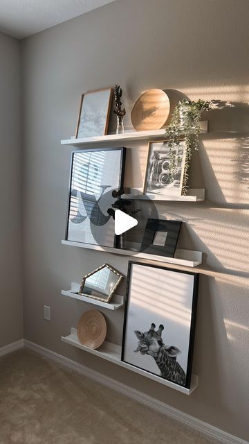 Leyla | DIY & Home Decor on Instagram: "The easiest way to transform a blank wall — using @ikea floating shelves!  . . . #diyhomedecor #diyprojects #easyhomedecor #accentwall #bedroomdecor #homedecoration #ikeahack #ikeadecor #ikeadesign" Ikea Living Room Wall, Floating Shelves Around Tv, Shelves Around Tv, Black And White Living Room Decor, Ikea Floating Shelves, Living Room Hacks, Black And White Living Room, Ikea Design, Easy Ikea Hack