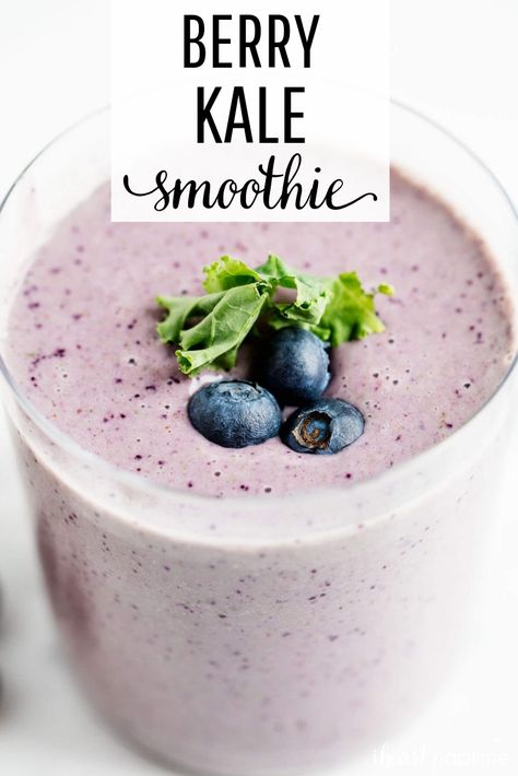 Blueberry Kale Smoothie, Banana Kale Smoothie, Kale Smoothie Recipes, Menu Sarapan Sehat, Desayuno Keto, Resep Smoothie, Kale Smoothie, Smoothie Detox, Berries Recipes