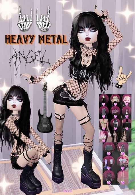 #dresstoimpress #sims4dresstoimpress #dress #sims4 #roblox #dti #dticode #dresstoimpresscode #inspodti Di Heavy Metal, Dti Theme Heavy Metal, Dti Hacks Dress, Dress To Impress Glamour Theme, Heavy Metal Dress To Impress, Rockstar Dress To Impress, Popstar Outfits Ideas Dress To Impress, Dress To Impress Popstar, Cyberpunk Dress To Impress