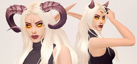 Sims 4 Horns Cc, Sims 4 Cc Horns, Spooky Palette, World Of Warcraft Demon Hunter, Warcraft Demon Hunter, Horn Styles, Sims 4 Studio, Sims 4 Anime, Pelo Sims