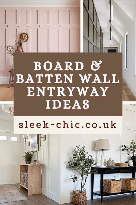 There are so many ways to introduce board and batten in a stylish way. These stunning board and batten wall entryway ideas are curated to spark your creativity and deliver the right lasting impression with your guests. Click through to discover 19 stunning looks! Board And Batten Entrance Wall, Entryway Batten Wall, Entryway Paneling Ideas, Foyer With Half Wall Entryway, Diy Entryway Board And Batten, Board And Batten Coat Hooks, Floor To Ceiling Board And Batten Entryway, Entry Halls Ideas Foyers, Wall Niches Ideas Entryway