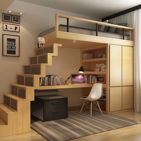 13 Dorm Room Hacks To Maximize Your Space And Style - DreamyHomeStyle Loft Ideas For Small Rooms, Japandi Loft Bed, Loft Bed Double With Room Under, Loft Bed 2 Persons, Loft Bedroom Ideas For Adults, Low Loft Hed, Hand Made Loft Bed, Loft Bed Woth Desk, Loft Beds For Small Rooms