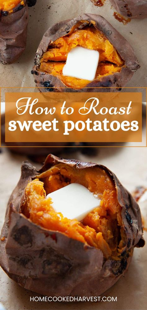 Baking Whole Sweet Potatoes In Oven, Baked Sweet Potato Oven Healthy, Oven Potatoes Baked, Baked Sweet Potato Chunks, Whole Roasted Sweet Potatoes Oven, Slow Roasted Sweet Potatoes, Baked Whole Sweet Potato Oven, How To Cook A Sweet Potato In The Oven, Recipes With Roasted Sweet Potatoes