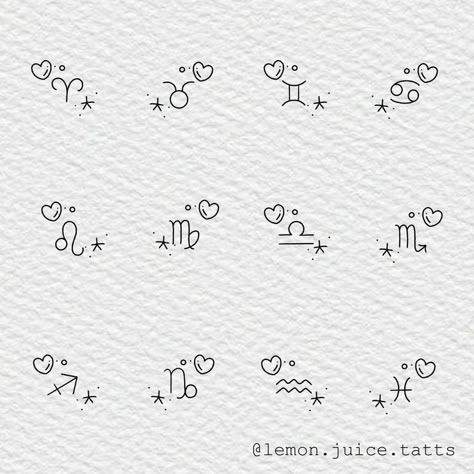 Tato Minimal, Horoscope Tattoos, Tato Henna, Desain Quilling, Small Pretty Tattoos, Cute Little Tattoos, Zodiac Tattoos, Cute Tiny Tattoos, Small Hand Tattoos