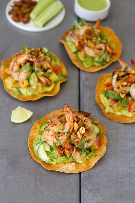 Shrimp Tostadas, Tostada Recipes, Thai Shrimp, Shrimp Dinner, Frozen Shrimp, Quick Dinners, Inspired Recipes, Shrimp Recipes, Quick Dinner