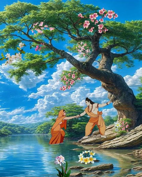 Ram Sita Anime, Lord Ram Art, Shree Ram And Sita, Ram Sita Wallpaper, Sita Ram Images, God Illustration Art, Ram Sita Painting, God Painting Indian, Lord Ram And Sita