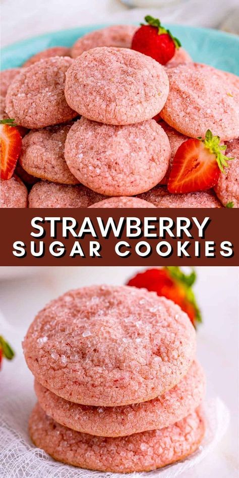 A delicious summer flavor in a classic cookie form. These Strawberry Sugar Cookies will be a fun addition to your summer baking routine. These Strawberry Sugar Cookies are soft and chewy with a little bit of crunch on the outside, the perfect cookie in my opinion. If you have been craving a fun strawberry dessert and love cookies, then these Strawberry Sugar Cookies need to be on your list. Save this now. Strawberry Sugar Cookie Recipe, Strawberry Sugar Cookies, Strawberry Sugar, The Perfect Cookie, Cookies From Scratch, Love Cookies, Strawberry Dessert, Crock Pot Desserts, Summer Baking