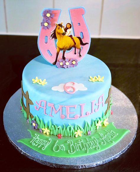 Spirit Cakes Birthday, Spirit Cake Ideas, Spirit Themed Birthday Party Girl, Spirit Cakes Horse, Spirit Riding Free Birthday Cake, Spirit Horse Cake, Spirit Birthday Cake, Spirit Riding Free Cake, Spirit And Lucky