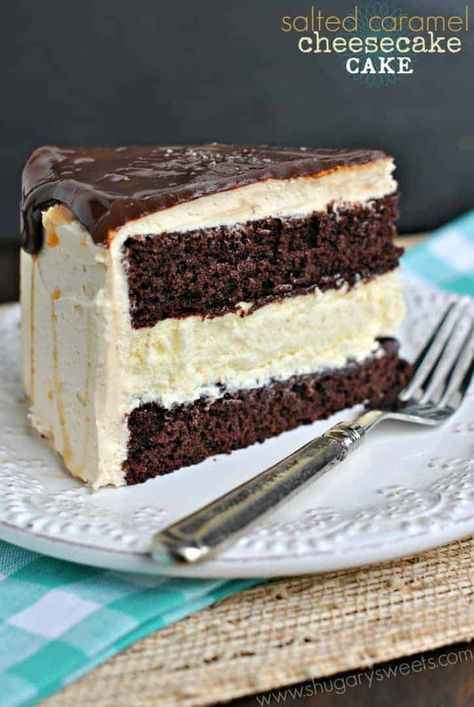 Caramel Chocolate Cheesecake, Chocolate Cheesecake Cake, Chocolate Layered Cake, Cheesecake Cake Recipes, Salted Caramel Cheesecake, Shugary Sweets, Caramel Cheesecake, Tasty Chocolate Cake, Cheesecake Cake