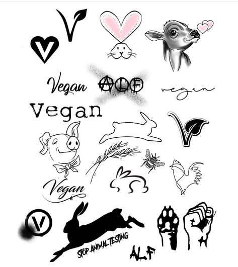 Vegan Tattoo Ideas Unique, Vegan Tattoos Ideas, Vegan Symbol Tattoo, Vegetarian Tattoo Ideas, Vegan Tattoo Minimalist, 269 Tattoo, Veg Tattoo, Vegan Tattoo Ideas, Veggie Tattoo