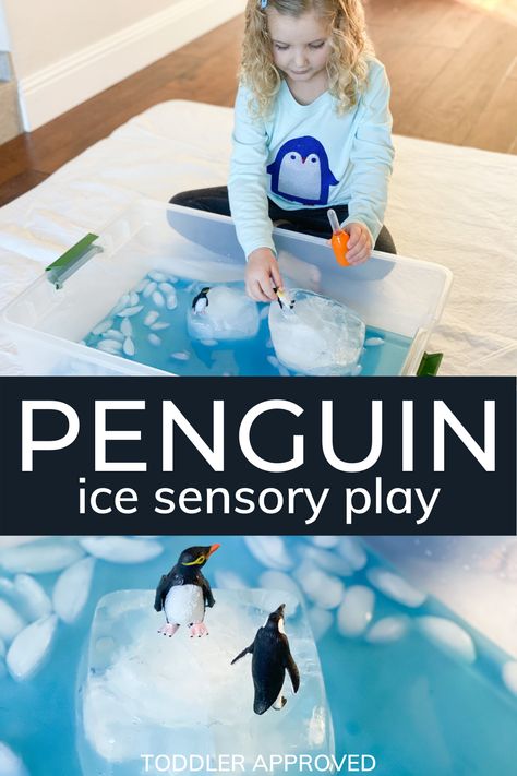 Ice Sensory Play, Fun Sensory Activities, Penguin Preschool, Arctic Animals Activities, Arctic Animals Preschool, Sensory Play Toddlers, Penguin Activities, Toddler Sensory Bins, Ice Play