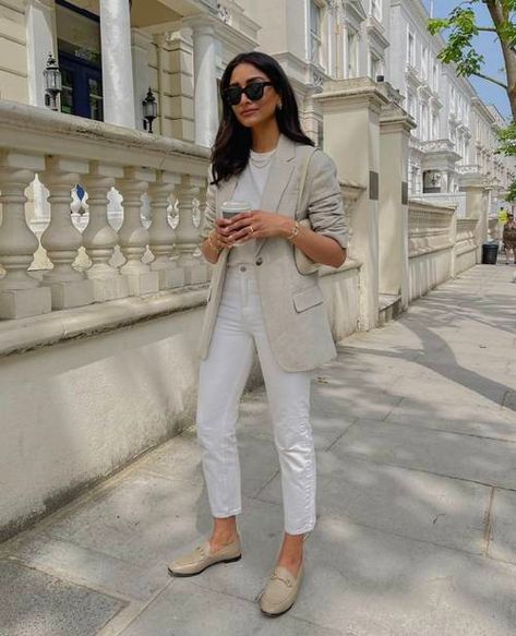 Blazer Summer Outfits, Linen Blazer Outfit Women, Linen Blazer Outfit, Summer Blazer Outfits, White Blazer Outfits, Spring Blazer, Summer Blazer, Work Outfits Women Summer, Blazer Outfits For Women