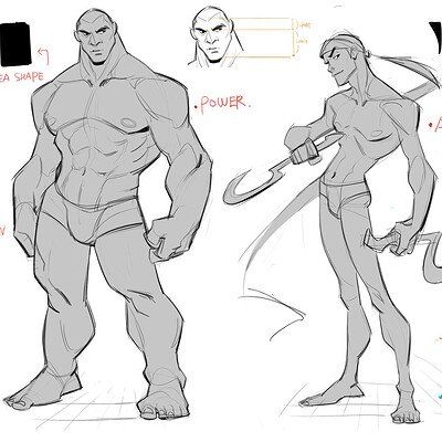 Tb Choi Sketch, Tb Choi Perspective, Tb Choi Anatomy Tutorial, Tb Choi Hands, Stylized Muscular Character, Character Design Gesture, Two Character Poses Reference Enemies, Slim Character Design, Stylized Anatomy Character Design