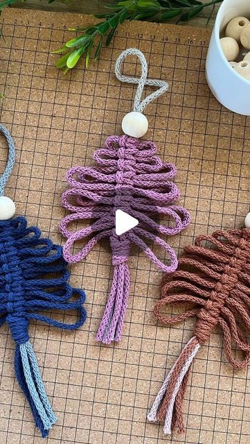 Macrame, Weaving, Fibre Art Supplies + Education on Instagram: "It’s never to early to start Christmas crafts, right? 🎄  Lately, we’ve noticed a huge spike in Green and Red macrame cords flying out the door. It looks like you’re all diving into your Christmas projects and we are here for it! 🎅🏼   Need some inspo? Check out how @bethleighcreates created these adorable tree ornaments using our NEW Braided Macrame Rope. They’re quick, easy and oh-so-cute 😍" Macrame Cords, Braided Macrame, Macrame Weaving, Tree Braids, Macrame Christmas, Fabric Christmas Trees, Leaf Ornament, Fibre Art, Rustic Garden Decor