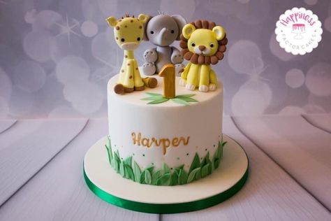 Simple Jungle Theme Cake Without Fondant, Animal Theme Cake Without Fondant, Simple Jungle Theme Cake, 1st Photoshoot, Cakes Without Fondant, Dino Birthday Cake, Zoo Cake, Jungle Theme Cakes, Mirror Glaze Cake Recipes