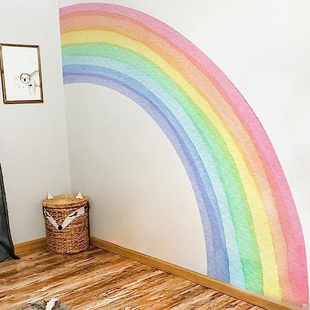 funlife Vinyl Large Rainbow Wall Mural Stickers Peel and Stick Rainbow Wall Mural, Rainbow Decal, Rainbow Wall Decal, Rainbow Fabric, Bohemian Rainbow, Kids Room Wall Decor, Watercolor Rainbow, Kids Wall Decals, Kids Room Wall