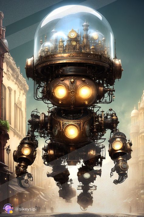 #ClockworkBehemoth #UrbanSteampunk #Steampunk💥https://buysnap.tech/sikeysipi 💥Explore the streets dominated by a clockwork behemoth in this urban steampunk scene. The detailed mechanics and vintage charm of this massive creation illustrate the fascinating world of steampunk engineering. #ClockworkBehemoth #UrbanSteampunk #SteampunkEngineering #VintageCharm #MechanicalGiant Magical Images, World Of Fantasy, Steam Punk, Mythical Creatures, The Streets, Vintage Charms, Steam, Fantasy Art, Digital Art