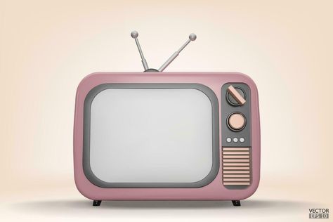 Retro Television Aesthetic, Old Tv Aesthetic Vintage, Retro Tv Aesthetic, Retro Tv Illustration, Old Tv Aesthetic, Old Tv Set, Cartoon Brain, 3d Vector Illustration, Background Minimal