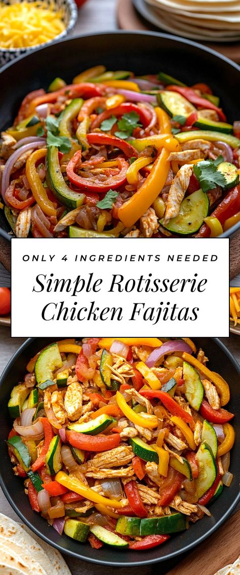 Image for Simple Rotisserie Chicken Fajitas Weight Watchers Rotisserie Chicken Meals, Easy Dinner Recipes With Rotisserie, Dinner Ideas Using Rotisserie Chicken, Things To Make With A Rotisserie Chicken, High Protein Rotisserie Chicken Recipes, Healthy Rotisserie Chicken Meals, Rotisserie Chicken Fajitas, What To Make With Rotisserie Chicken, Dinners With Rotisserie Chicken