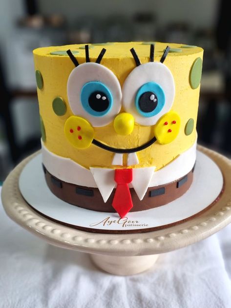 Spongebob Cake Ideas For Boys, Sponge Bob Cake Ideas, Spongebob Girl Birthday, Birthday Cake Spongebob, Spongebob Birthday Cakes, Bart Simpson Cake, Sponge Bob Birthday Cake, Spongebob Cake Ideas, Sponge Bob Cakes