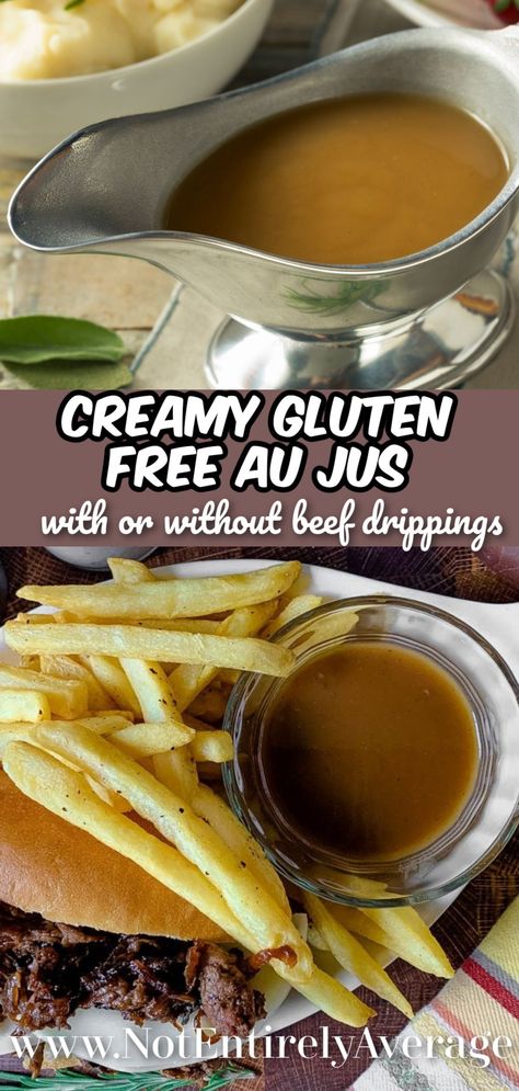 Creamy Gluten Free Au Jus Brisket Au Jus Recipe, Gluten Free Au Jus Recipe, Beef Jus Recipe, Gluten Free Au Jus, Gravey Recipe, Leftover Tenderloin, Easy Au Jus Recipe, Gravy Sauce Recipe, Gluten Free Worcestershire Sauce