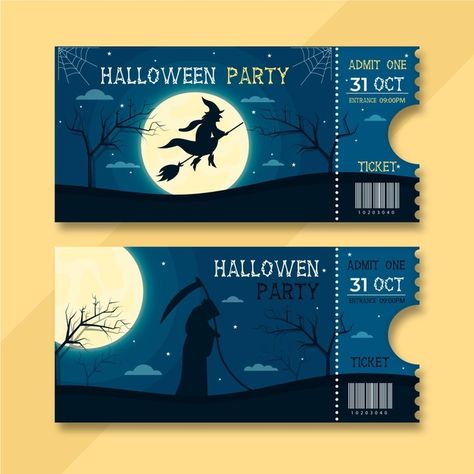 Tickets Illustration, Halloween Tickets, Halloween Party Tickets, Halloween Invitaciones, Party Tickets, Ticket Design, Sports Day, First Halloween, Halloween Celebration