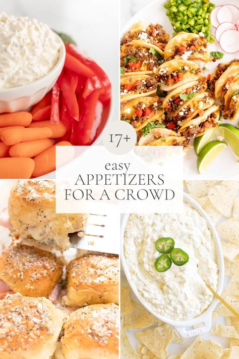 Easy Premade Party Food, Make Ahead Apps For A Crowd, Appetizer Spread For Party, Easy Apps For Large Crowd, Big Group Appetizers, Party Appetizers Make Ahead, Easy Appetizers For Large Groups, Appetizers For Big Crowds, Easy Horderves Appetizers Simple