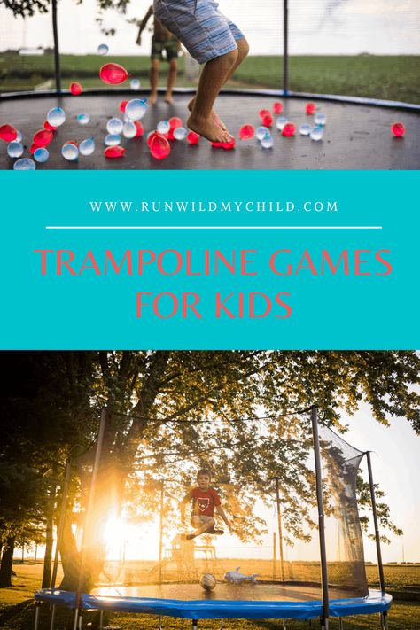 Trampoline games for kids - so many fun and creative ways to play on a trampoline! Water games, ball games, single-play activities, trampoline sports, musical games, and so much more! #trampoline #trampolinegames #trampolineactivities #trampolinefun #outdoorkids #summer #games Trampoline Games For Kids, Trampoline Activities, Fun Trampoline Games, Adventure Games For Kids, Trampoline Ideas, Fun Water Games, Trampoline Games, Trampoline For Kids, Trampoline Party