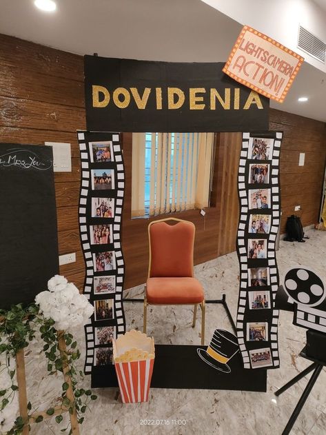 Retro Photo Booth Ideas, Photo Booth For Farewell Party, Movie Booth Design, Photobooth Ideas For Teachers Day, Career Day Booth Ideas, Photo Booth Ideas For Farewell Party, Selfie Corner Ideas For School Farewell, School Dance Photo Booth, Photo Booth Theme Ideas